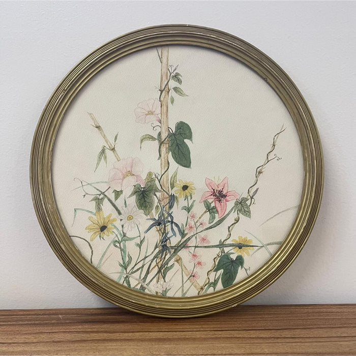 Vintage Signed and Framed Artwork of Garden Flowers