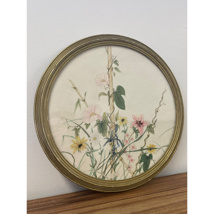 Vintage Signed and Framed Artwork of Garden Flowers