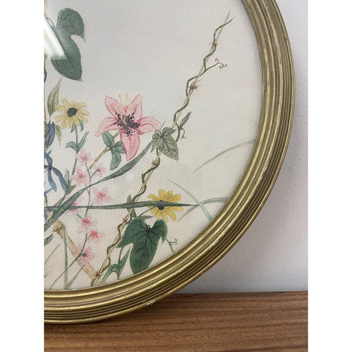 Vintage Signed and Framed Artwork of Garden Flowers