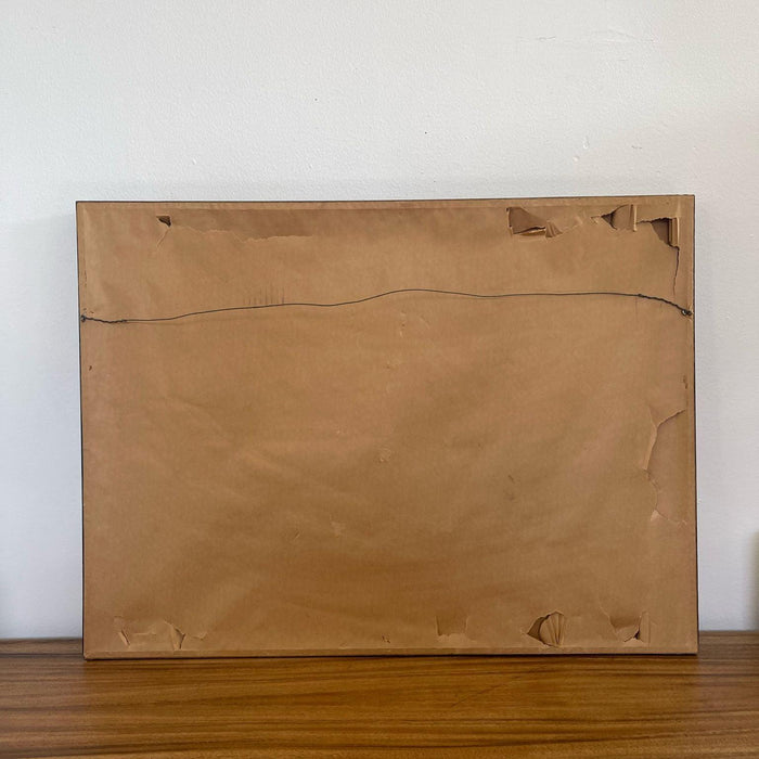 Vintage Signed and Framed Etching Print by Suzanne Rauacher of Abstract Sailboats.