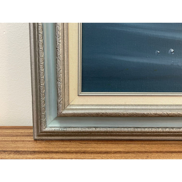 Vintage Signed and Framed Original Painting of Seascape With Waves on Canvas