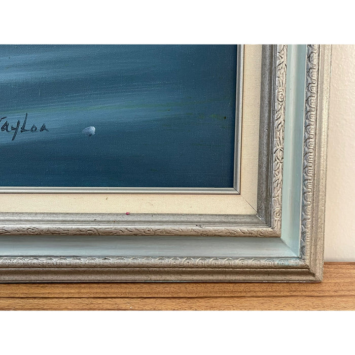 Vintage Signed and Framed Original Painting of Seascape With Waves on Canvas