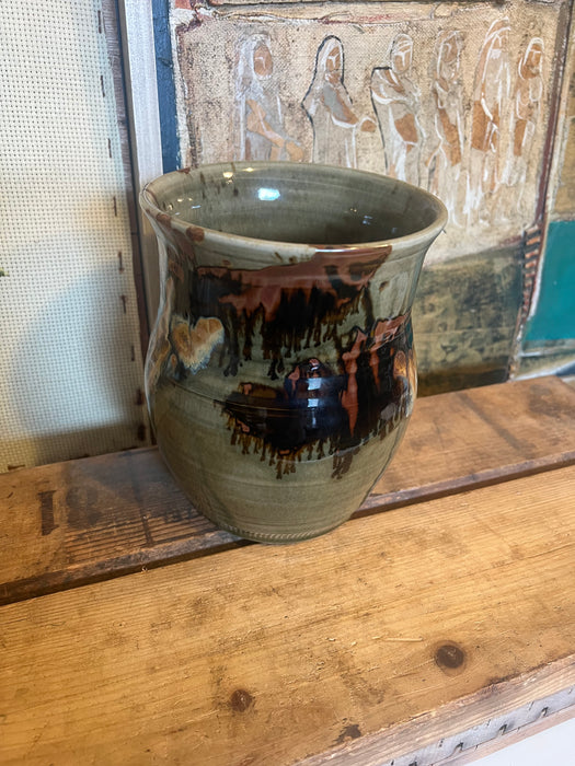 Vintage Signed handmade mid century modern pottery with unique glaze.(Available by online purchase only)