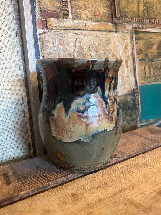 Vintage Signed handmade mid century modern pottery with unique glaze.(Available by online purchase only)