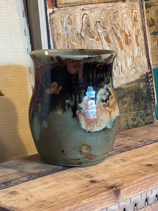 Vintage Signed handmade mid century modern pottery with unique glaze.(Available by online purchase only)