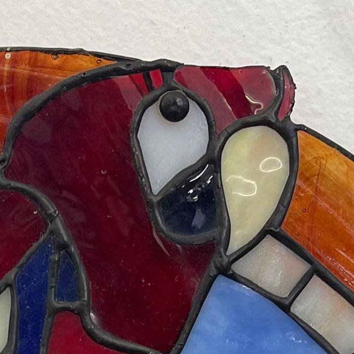 Vintage Stained Glass Parrot Artwork.