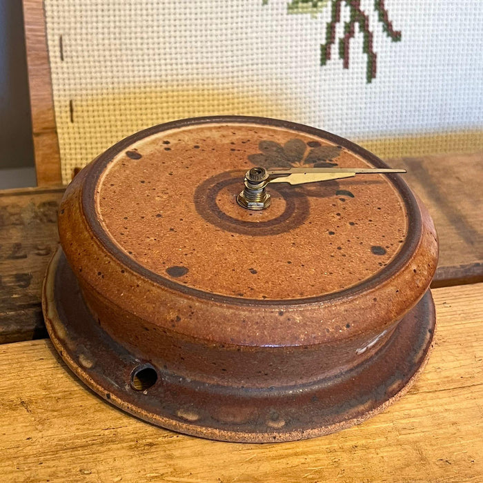 Vintage Stoneware Wall Clock With Floral Detail ( online purchase online )