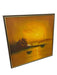 Vintage Sunset Seascape Oil Painting with Fishing Boats, Signed