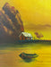 Vintage Sunset Seascape Oil Painting with Fishing Boats, Signed
