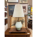 Vintage Table Lamp With Ceramic Base and Walnut Toned Wood Accents