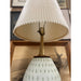 Vintage Table Lamp With Ceramic Base and Walnut Toned Wood Accents