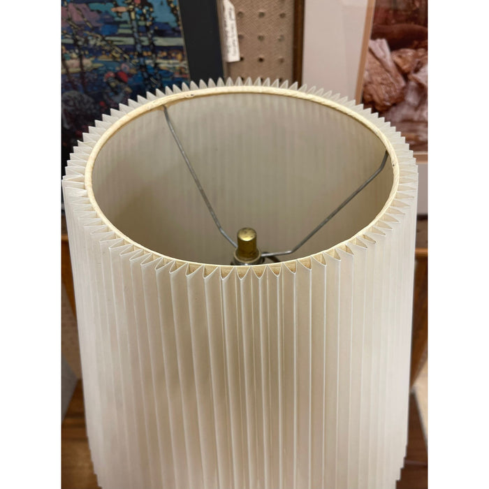 Vintage Table Lamp With Ceramic Base and Walnut Toned Wood Accents