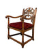 Vintage Tudor Gothic Revival Style Arm Chair with Intricate Carvings With Removable Original Upholstered Seat