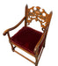 Vintage Tudor Gothic Revival Style Arm Chair with Intricate Carvings With Removable Original Upholstered Seat
