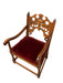 Vintage Tudor Gothic Revival Style Arm Chair with Intricate Carvings With Removable Original Upholstered Seat