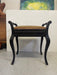 Vintage UK Imported Black Toned Wood Needlepoint Stool Upholstered Accent Bench with Storage on Cabriole Legs