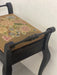 Vintage UK Imported Black Toned Wood Needlepoint Stool Upholstered Accent Bench with Storage on Cabriole Legs