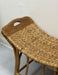 Vintage Wicker Bamboo Curved Bench Rustic Bench