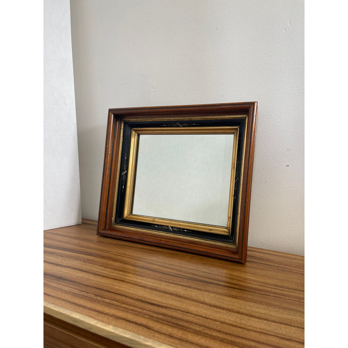 Vintage Wood Framed Mirror With Gilt Wood and Hand Painted Accents.
