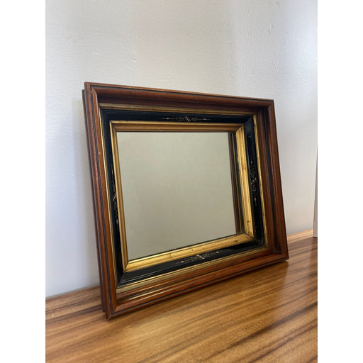 Vintage Wood Framed Mirror With Gilt Wood and Hand Painted Accents.