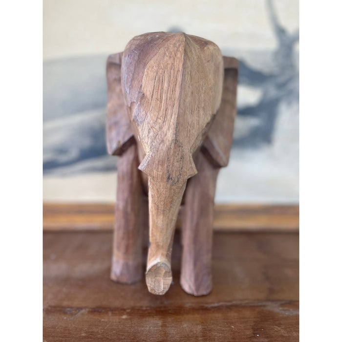 Vintage Wooden Carved Elephant Sculpture Stand