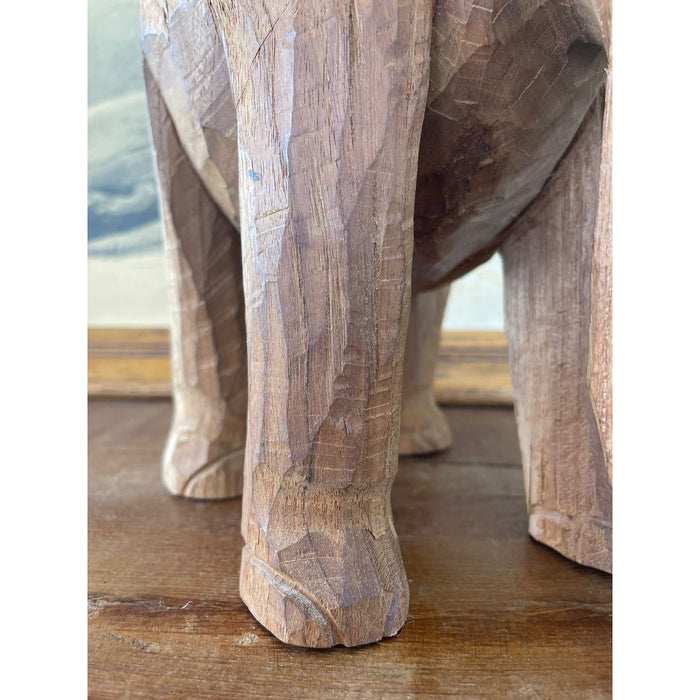 Vintage Wooden Carved Elephant Sculpture Stand