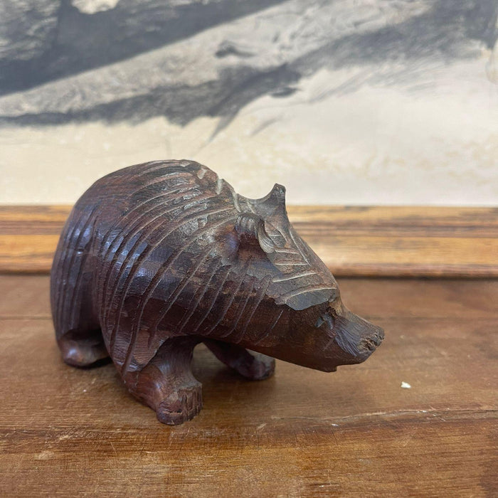 Vintage Wooden Hand caved Bear Figurines
