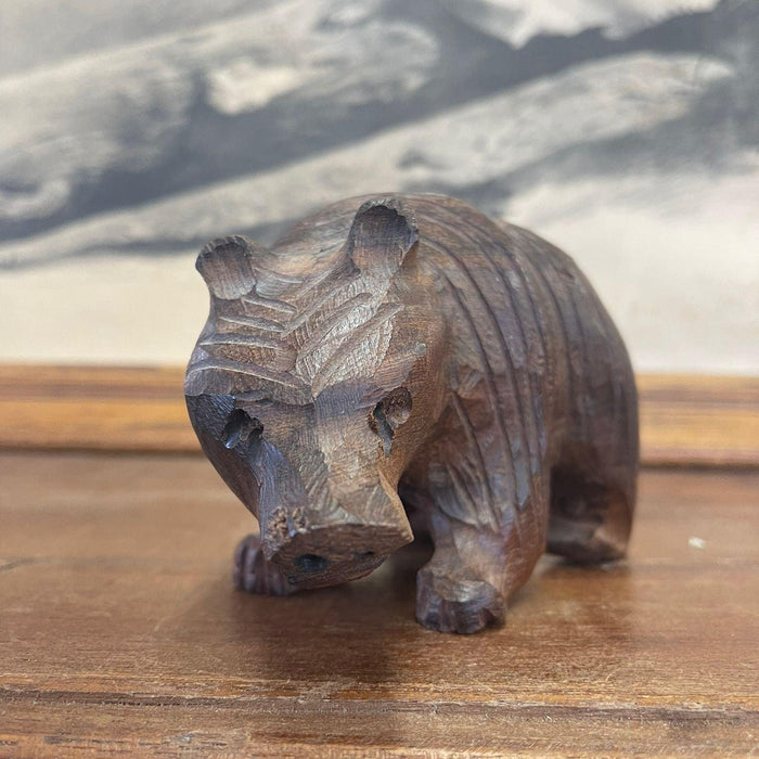 Vintage Wooden Hand caved Bear Figurines