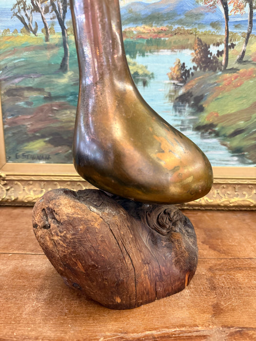 Vintage handmade Mid Century Modern Style Abstract Sculpture Possibly brass and wood