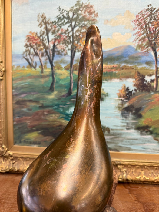 Vintage handmade Mid Century Modern Style Abstract Sculpture Possibly brass and wood