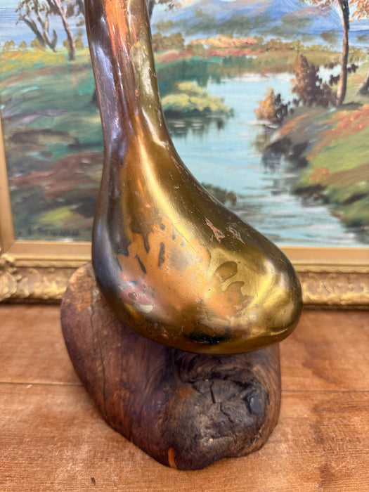 Vintage handmade Mid Century Modern Style Abstract Sculpture Possibly brass and wood