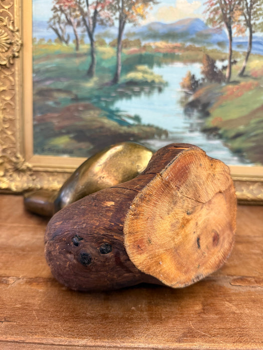 Vintage handmade Mid Century Modern Style Abstract Sculpture Possibly brass and wood