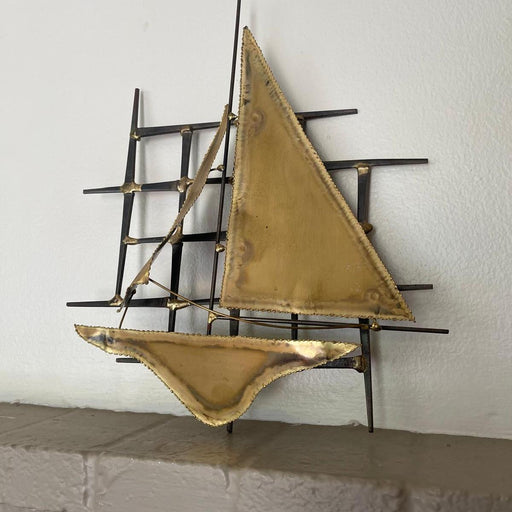 Vintage mid Century Modern nautical boat sculpture wall Decor. (Online purchase only)