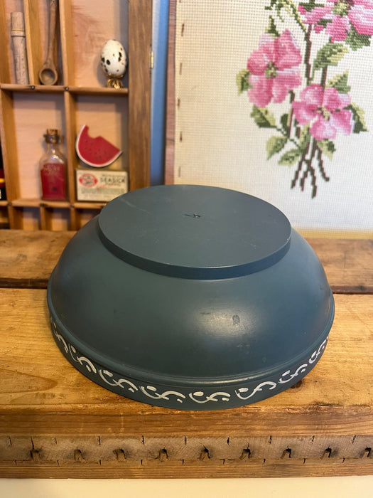 Vintage rosemaling Norwegian style handpainted wooden bowl