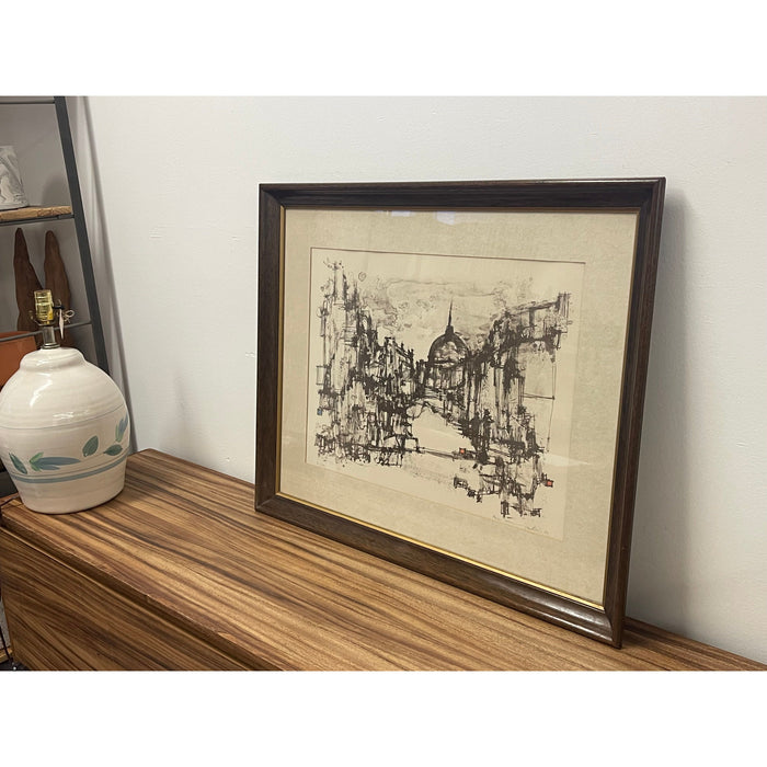 Vintage signed Original Lithograph “Duomo” by European Artist Max Gunther
