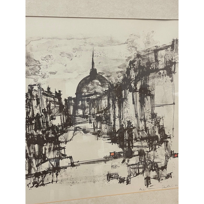 Vintage signed Original Lithograph “Duomo” by European Artist Max Gunther