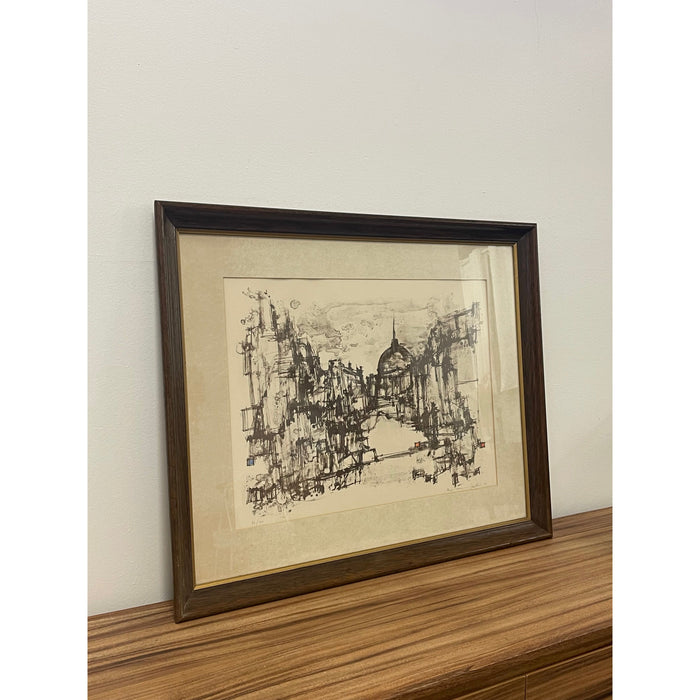 Vintage signed Original Lithograph “Duomo” by European Artist Max Gunther