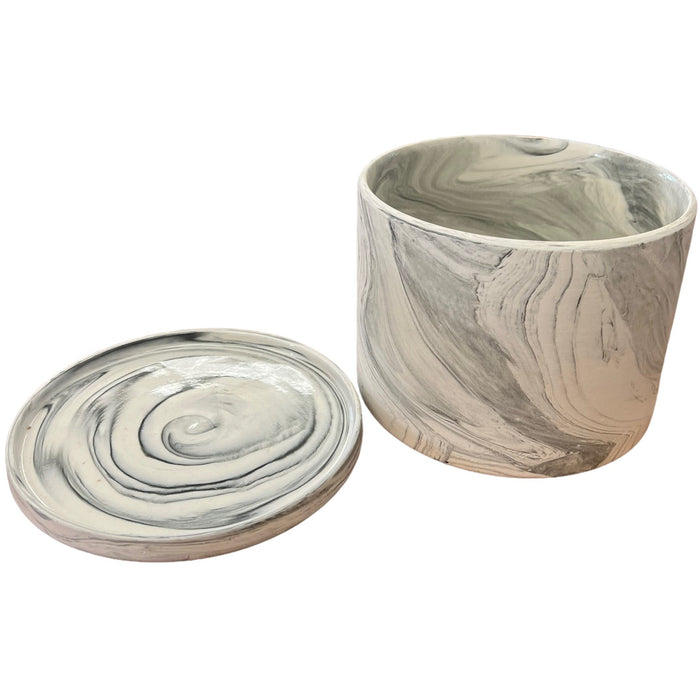 7” Brand New Handmade Marbled Table Planter Vase Drip Tray