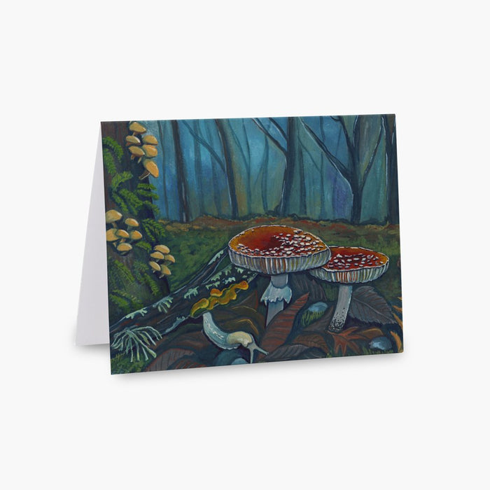 Enchanted Forest Botanical Mushroom Greeting Card