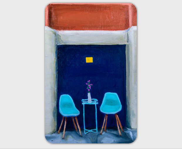 Seattle Alley Teal Chairs Sticker