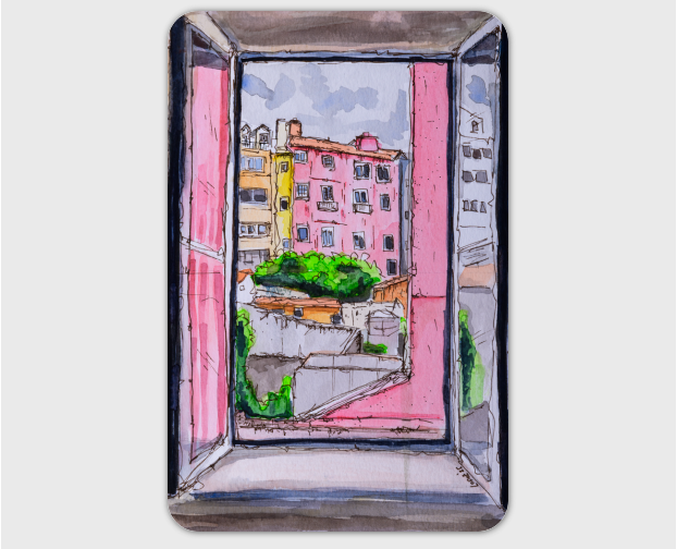 Lisbon Window View Courtyard Sticker
