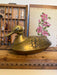 vintage mid century modern style brass duck with lid and bowl