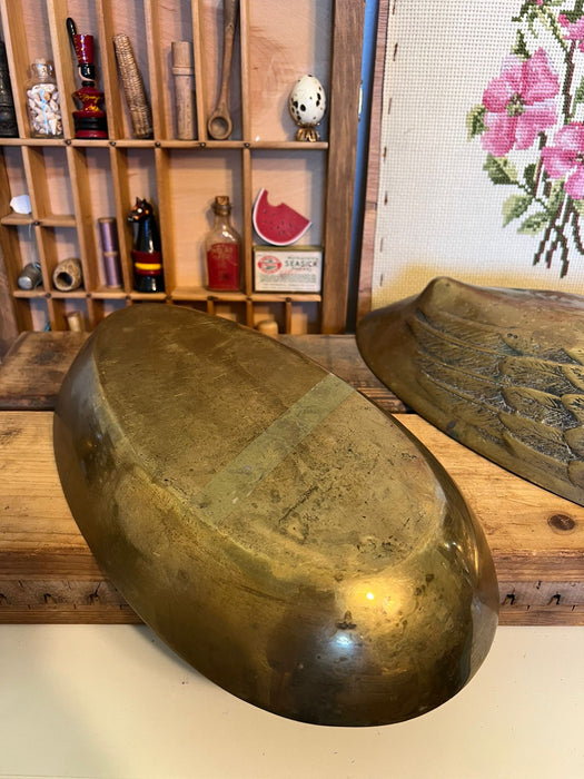 vintage mid century modern style brass duck with lid and bowl