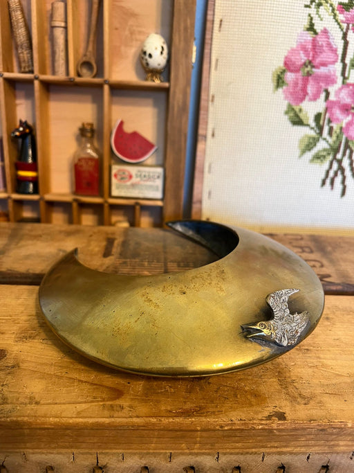 vintage mid century modern style hollow brass crescent moon hanging decor( online purchase only)