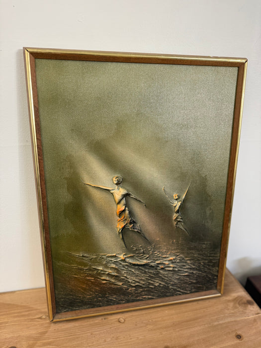 vintage mid century modern style textured painting attributed to Norway Artist Ivar Bruun
