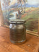 vintage stamped stoneware jar with lid