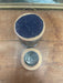 vintage stamped stoneware jar with lid