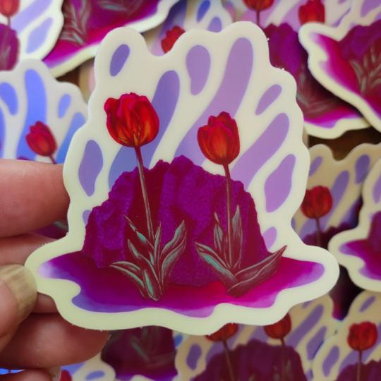 Tulips frosted holo sticker