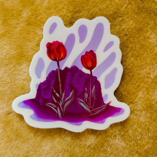 Tulips frosted holo sticker