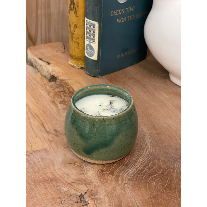 Candle (Blue-Green Ceramic, Rosemary Scent)